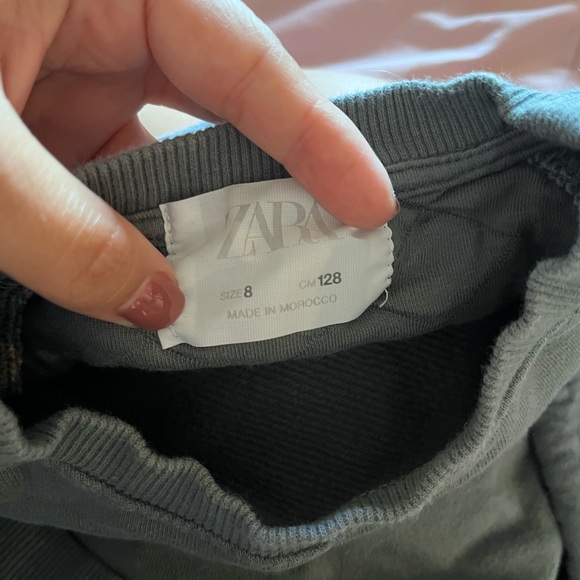 Zara Kids Crewneck Sweater with Quilted Sleeves - Teal - Picture 2 of 3